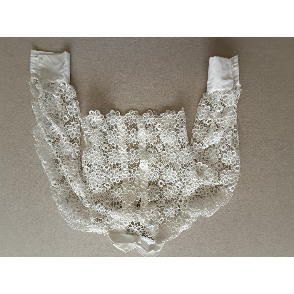 Zara White Lace Blouse Long Sleeve